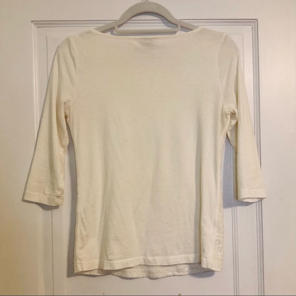 Ann Taylor LOFT Sequins Three Quarter Sleeve Top Petite - Picture 3 of 5